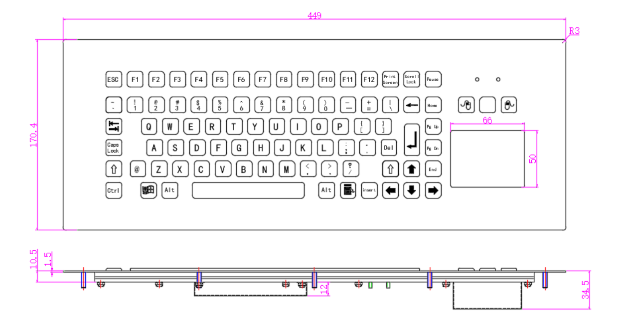 panel mount keyboard with touchpad