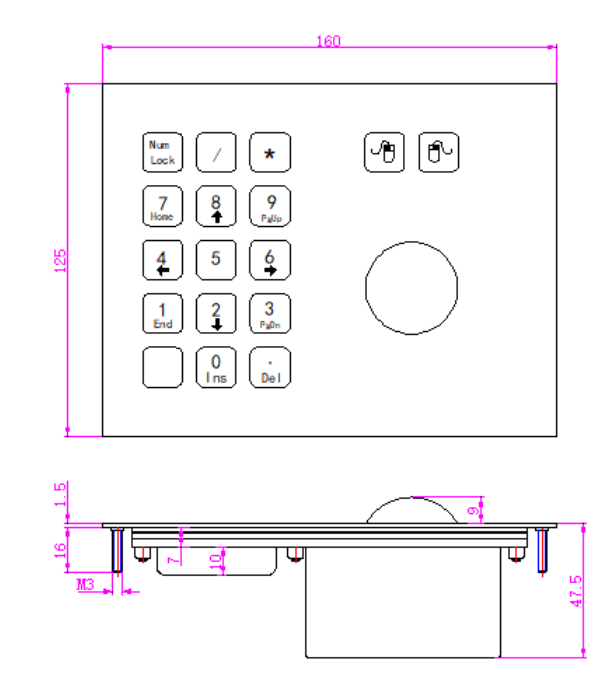 computer keyboard with trackball mouse
