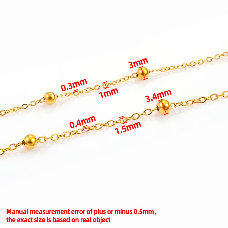 JIAYE 18kPVD Stainless Steel Bead Chain, Wholesale Jewelry Chains with Gold-Plated Finish.