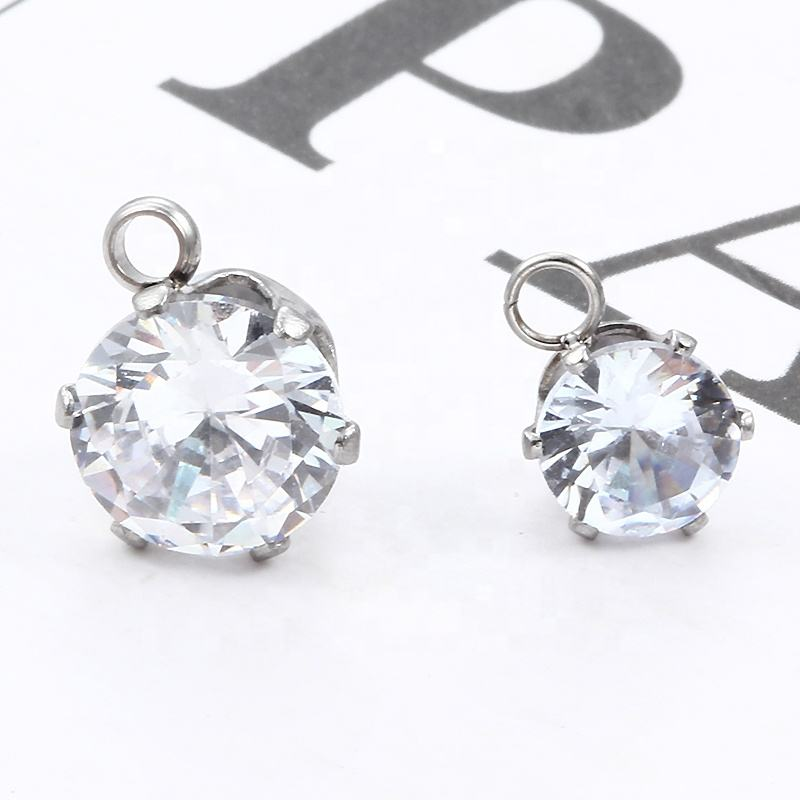 JIAYE Zircon 2-Hole Circular Connectors - Hypoallergenic Stainless Steel Jewelry DIY Blanks"