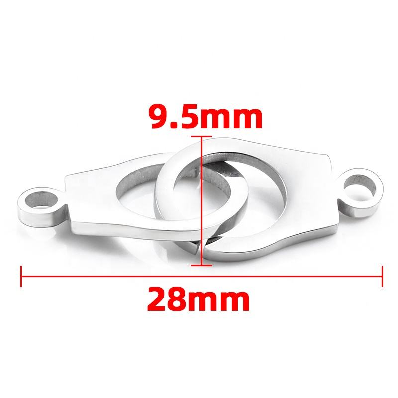 JIAYE Stylish stainless steel handcuff-shaped keychain with a high-polish finish, perfect as a bag charm or functional keyring.