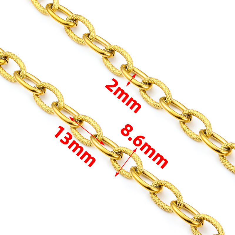 JIAYE 18k PVD Plated Gold Chain - Customizable Stainless Steel Indentation Jewelry Components for Bulk Orders