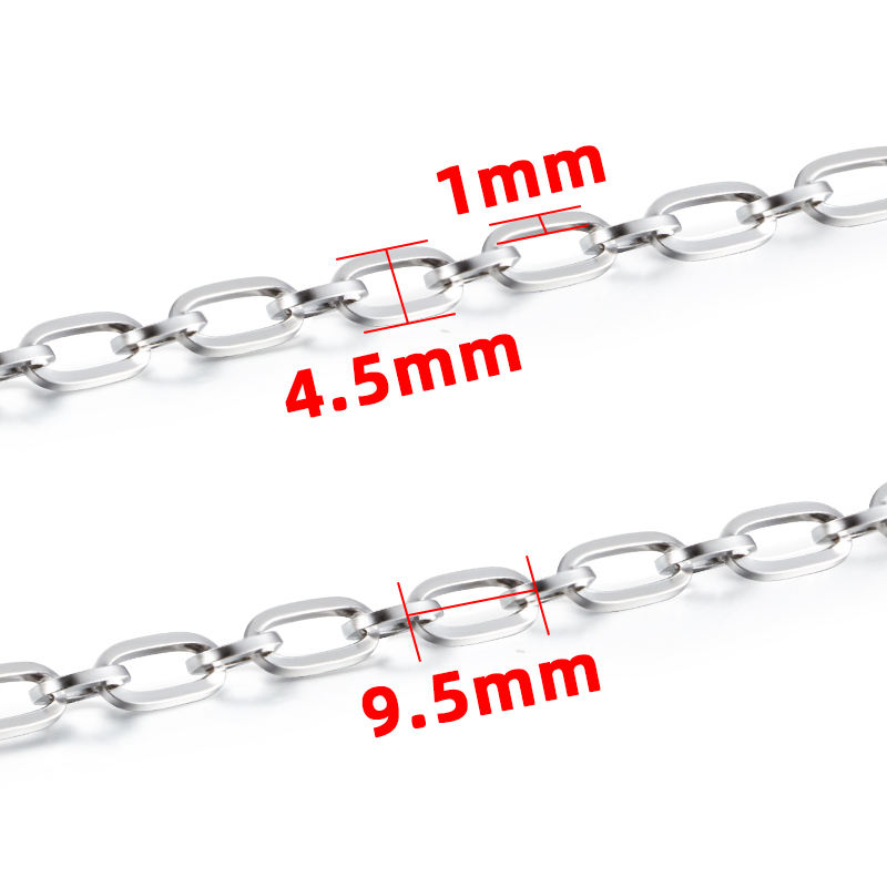 JIAYE Stainless Steel Square Oval Chain: Customizable Jewelry for Women & Men, Hypoallergenic & Durable