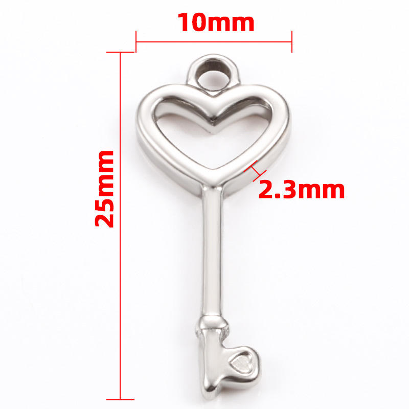 JIAYE Custom Stainless Steel Key-Shaped Pendant - Hypoallergenic 304 Steel, Mirror-Polished Design, Perfect for DIY Jewelry and Bulk Orders
