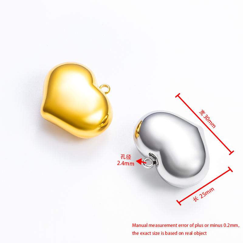 JIAYE 18K Gold PVD Stainless Steel Puffy Heart Pendant - Hypoallergenic 3D Hollow Design, Custom OEM/ODM Jewelry for Fashion & DIY Brands