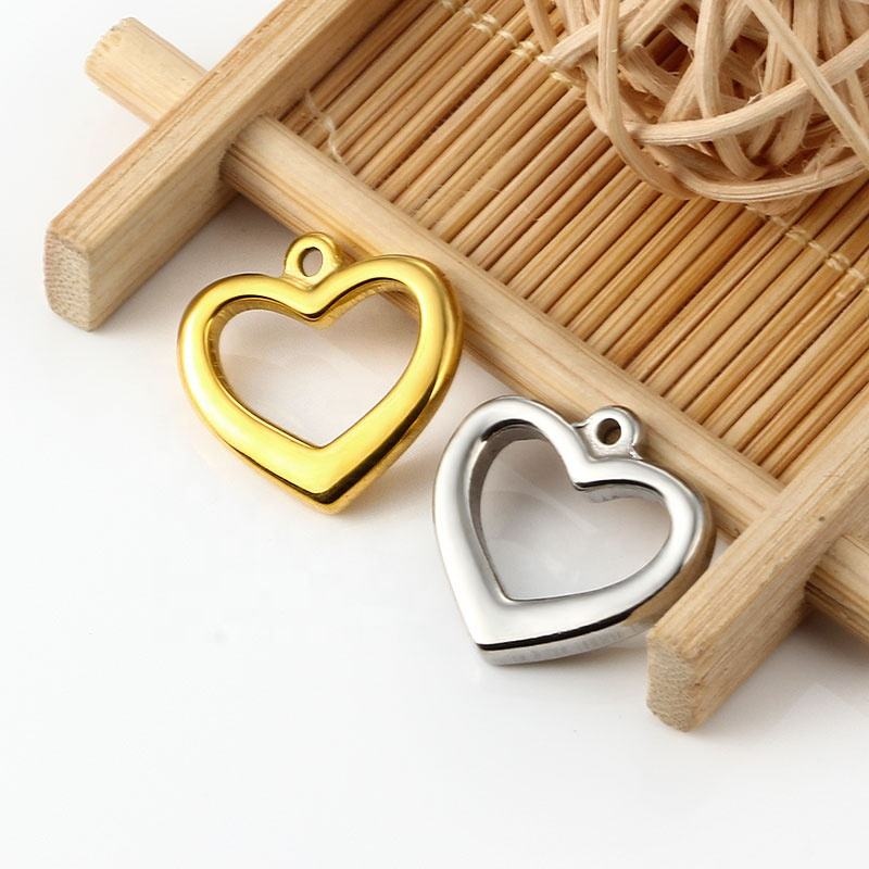 JIAYEBurnished 18k Gold Hollow Heart Pendant - Jewelry Making Metal Charms with Hypoallergenic Coating