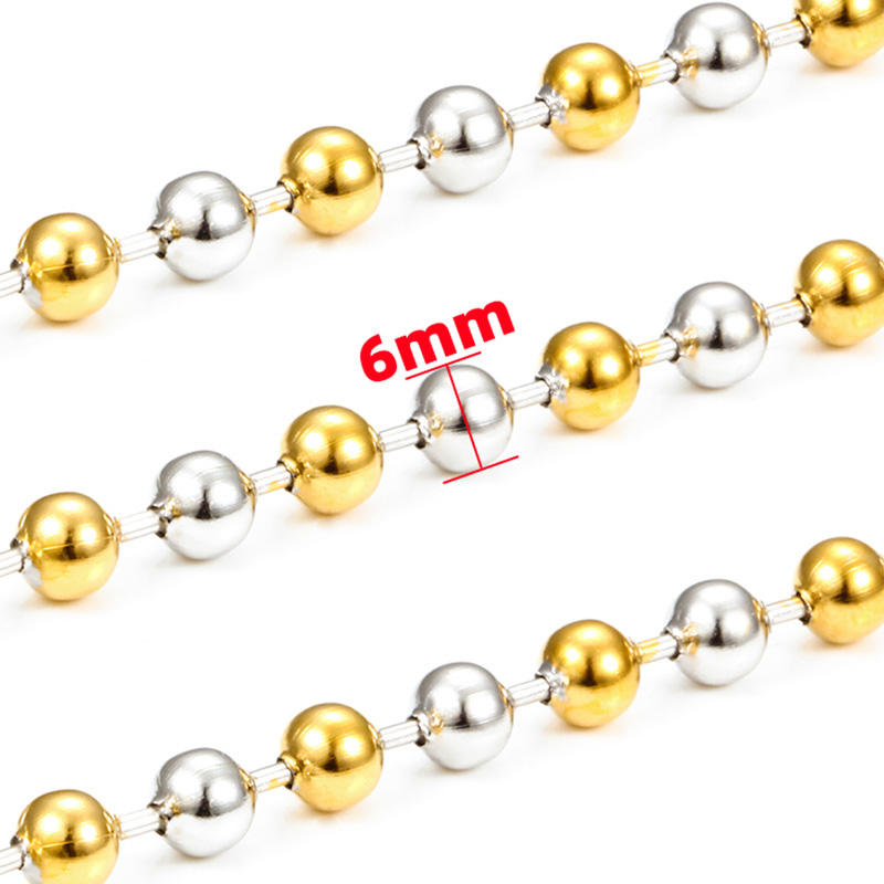 JIAYEGold Plated Ball Chain, Stainless Steel, Polished Design, Jewelry Making, Hypoallergenic, OEM Custom, Trendy Accessory, Bulk Orders, 6mm Width, Durable, Shiny Finish, Affordable, Verified Seller, 96.9% Rating, Fast Shipping
