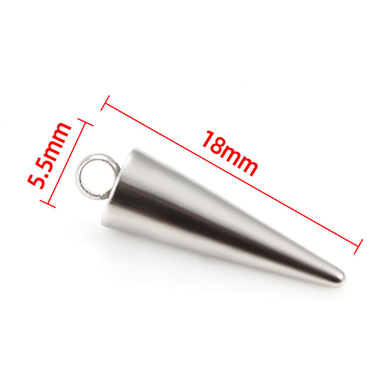 JIAYE Sleek stainless steel conical pendant necklace with a polished finish, paired with a minimalist 18-inch adjustable chain. Ideal for modern unisex fashion or bulk customization in chic gift packaging