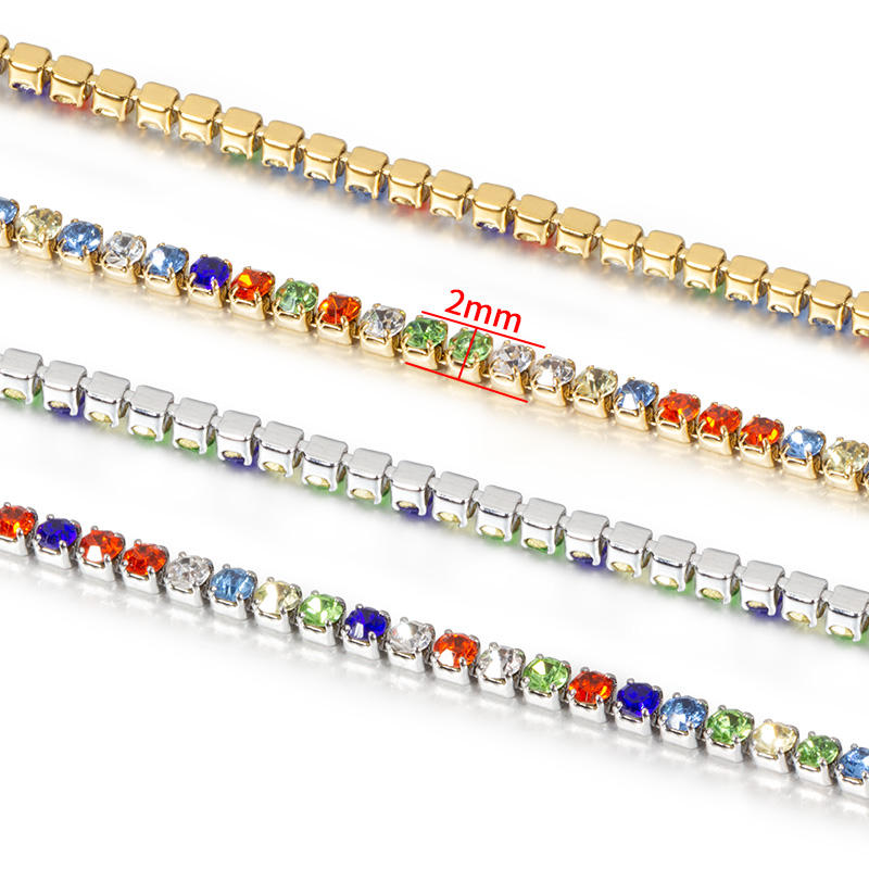 JIAYE 18k PVD Plated Stainless Steel Colorful Diamond Chain – Unisex, DIY-Friendly, Wholesale Available