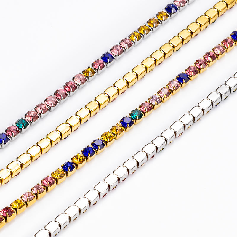 JIAYE colorful zirconia gold-plated chain: SGS certified anti-allergy material, support customized length (from 2 meters)!