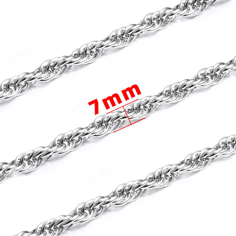 JIAYE 7mm handmade thick rope chain for men, durable stainless steel, hypoallergenic, customizable for wholesale jewelry designs