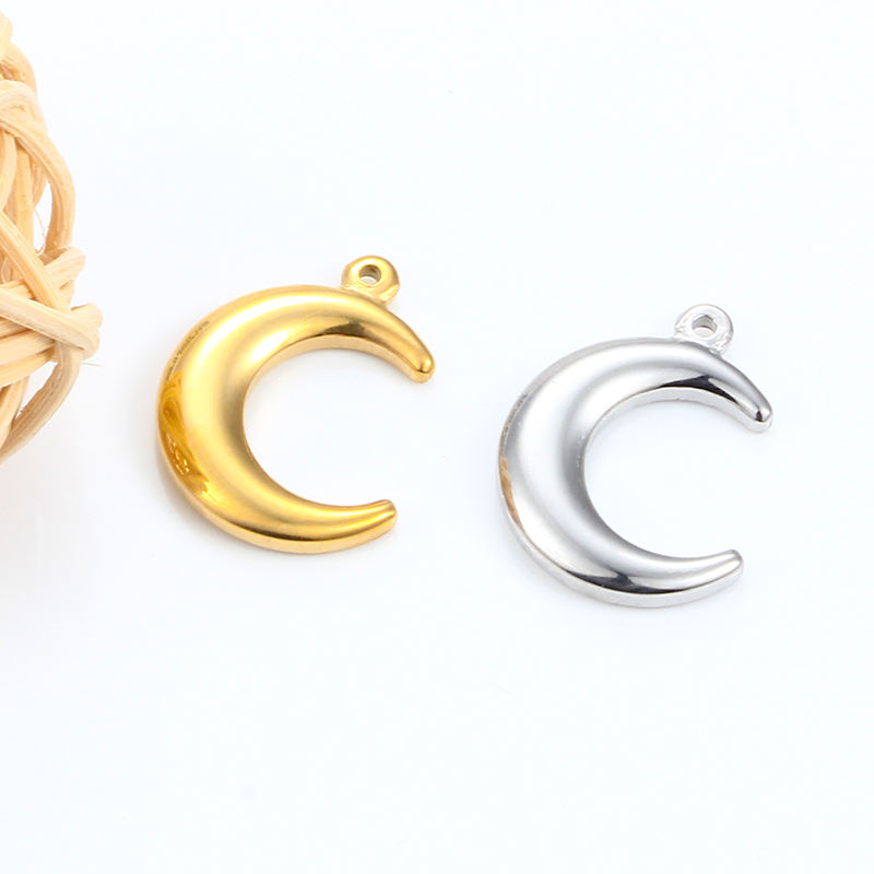 JIAYE 18K Gold PVD Moon Pendant, Elegant Celestial Jewelry for Necklace and Gift Box | Hypoallergenic & Customizable