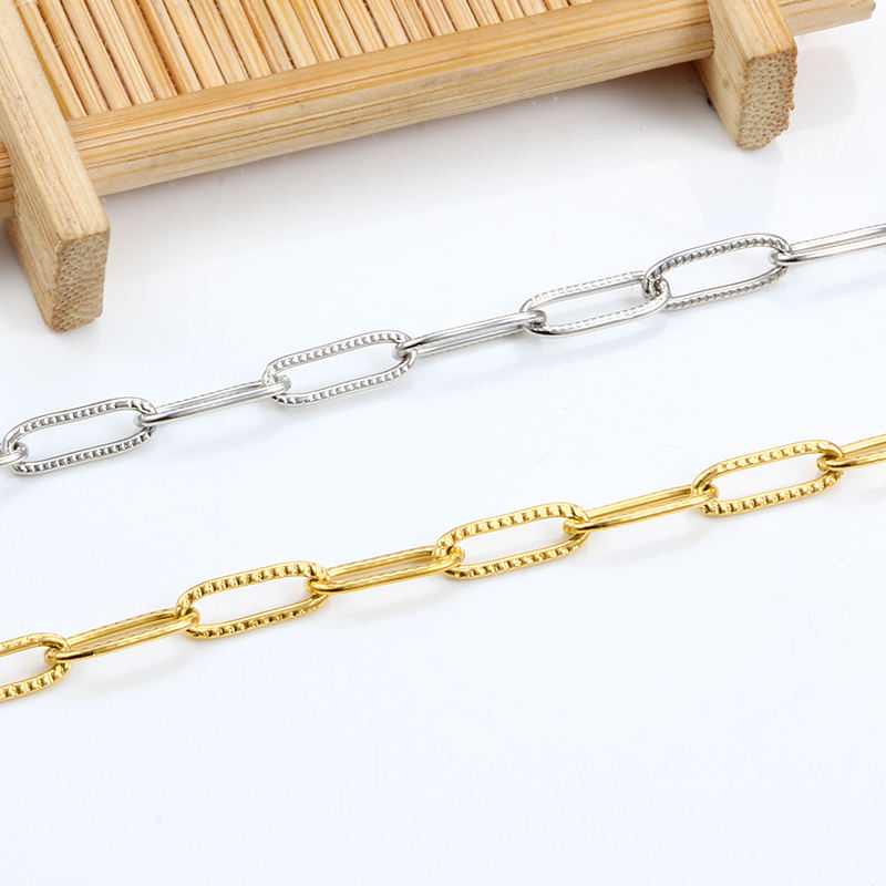 JIAYE Brand 18K Gold Plated Paperclip Chain - Customizable Stainless Steel Jewelry for Private Orders