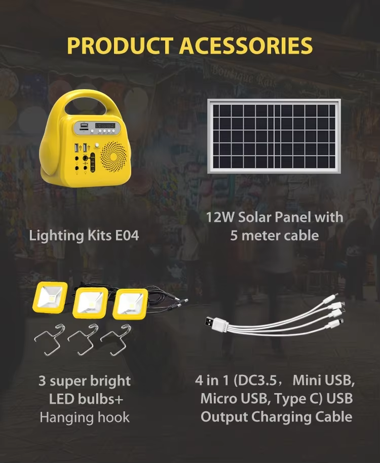 Lighting Kits E04 With12W Solar Panel