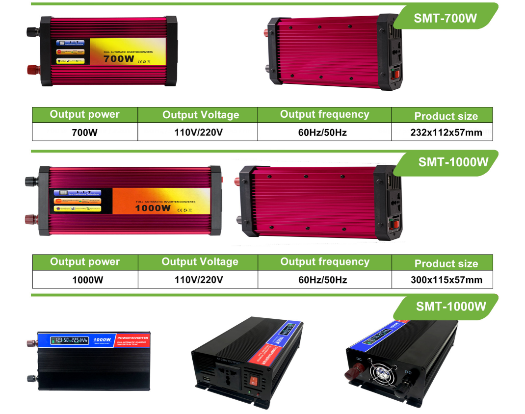 Car Power Inverter Converter 300W/500W/700W/1000W/2000W Pure sine