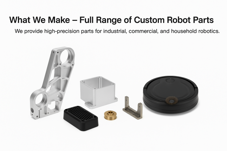 Peças para aspiradores de pó robóticos Shark e componentes metálicos personalizados para fabricação de robôs.