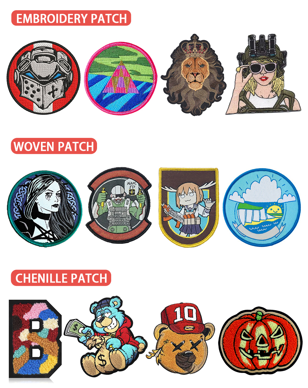 custom iron on embroidery patches