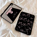 iPad 10 case with Black Bowknot Design 10.2 Inch Rotatable Stand Air 11 Tablet Protective Cover with Pen Slot