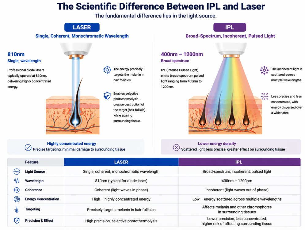 The Scientific Difference Between IPL and Laser