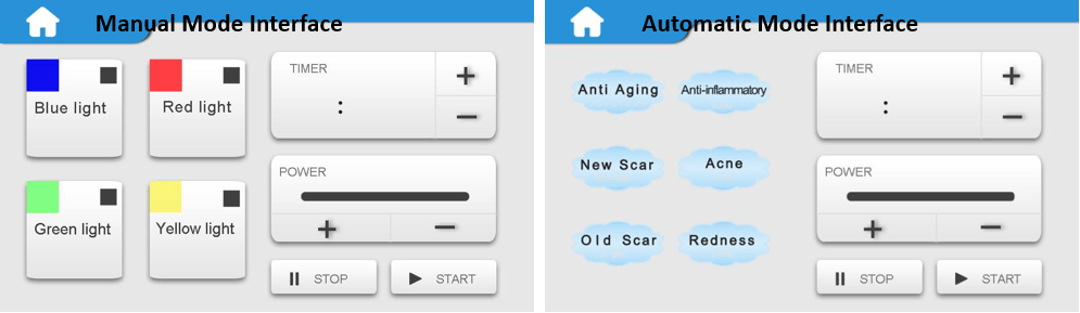 led light therapy machine for estheticians Screen button display diagram