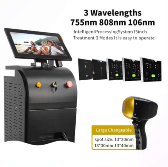 Hair Reduction Laser Machines - Product Dimensions Display Diagram