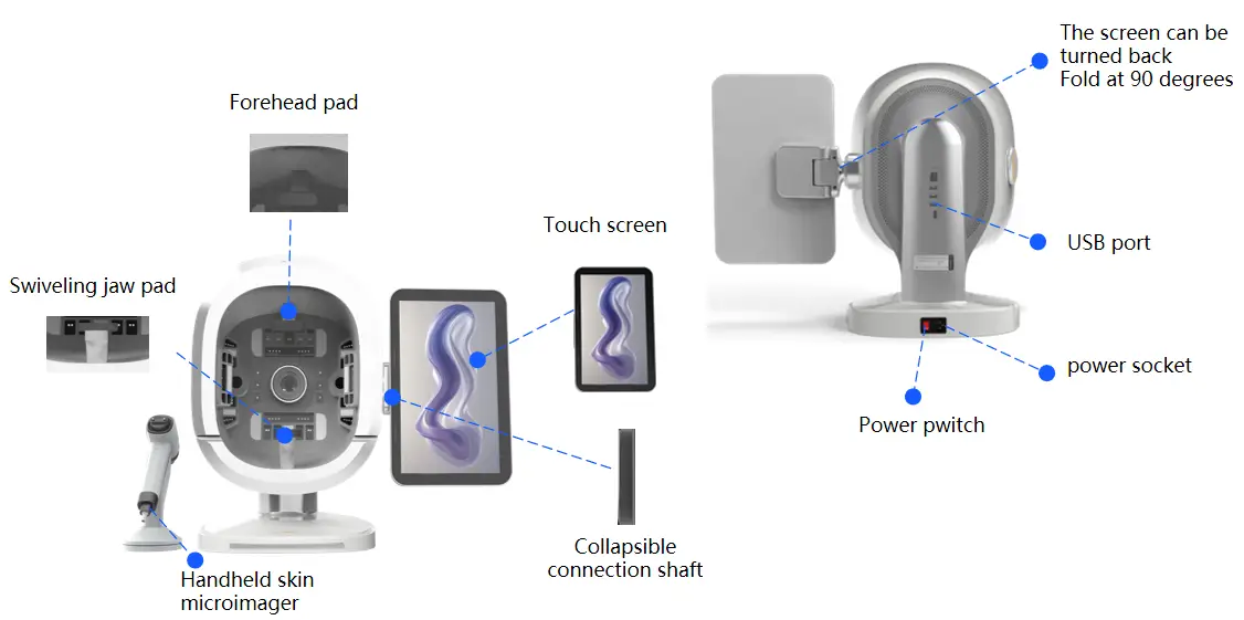 AI Skin Tester, multi-spectral skin analysis device, professional facial diagnostic tool