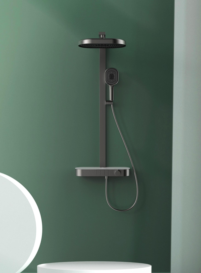 shower set with shelf