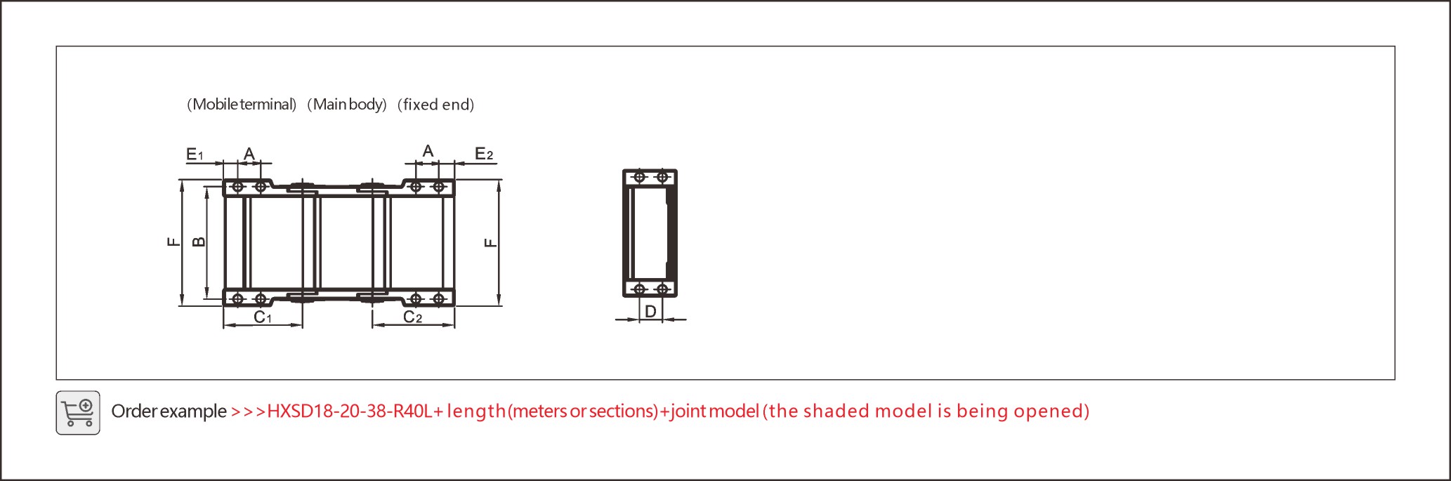 The flexible energy chain with open type design allows easy cable insertion and flexible movement, ideal for dynamic applications.