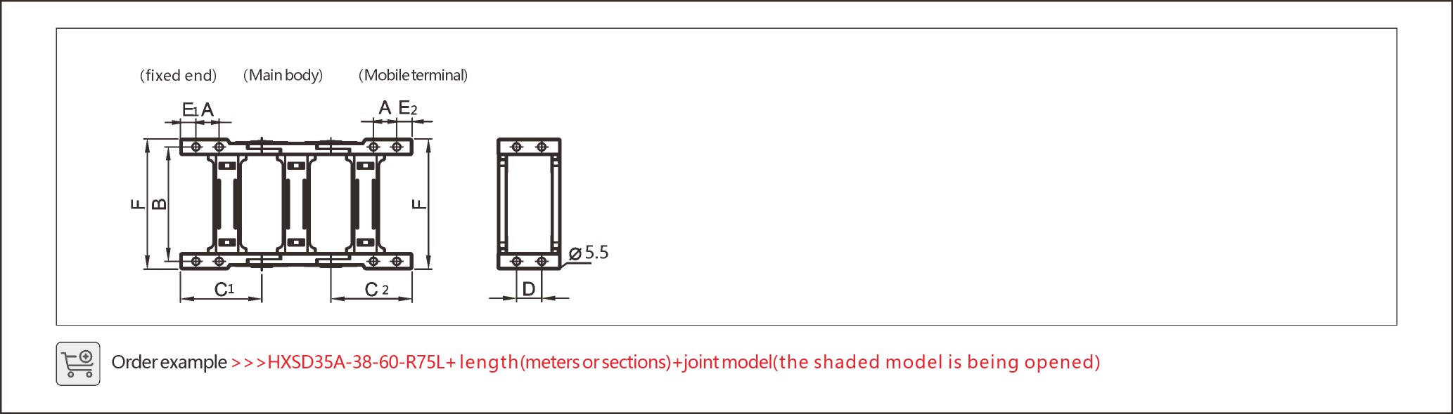38mm max heavy duty cable carrier ideal for high-load cable management.