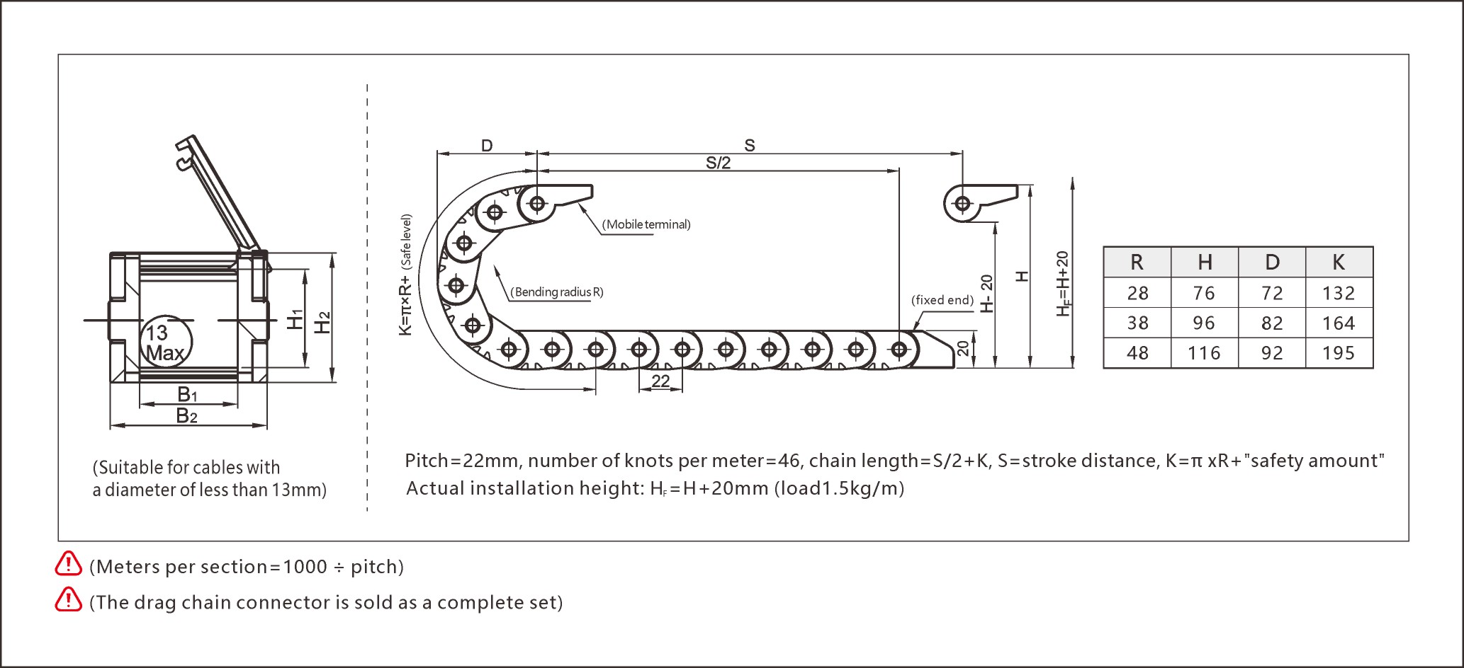 Compact mini energy chain designed for efficient cable guidance in limited spaces.