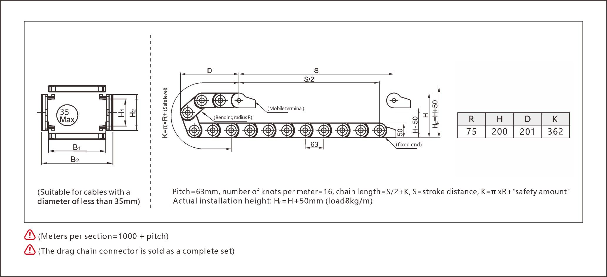 Durable and space-saving mini drag chain cable carrier for compact automation setups.