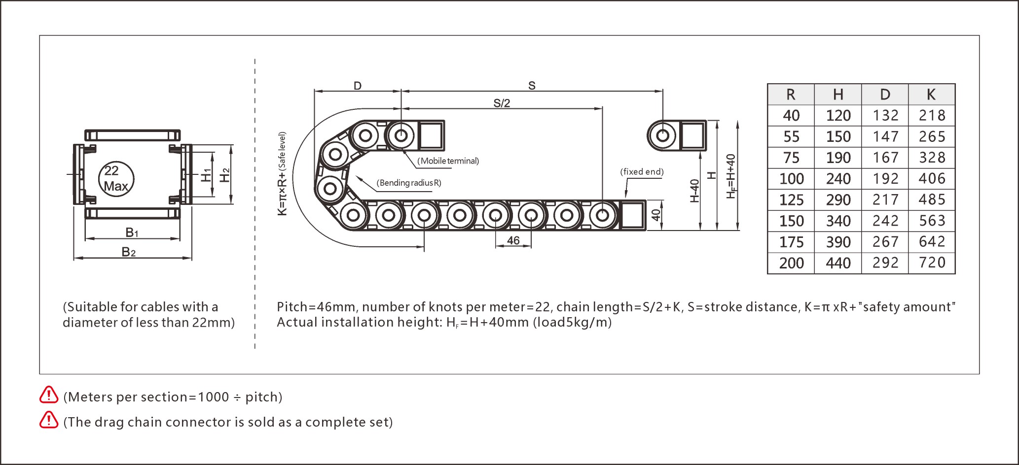 Durable reinforced cable carrier designed for stable and long-lasting cable management in industrial settings.
