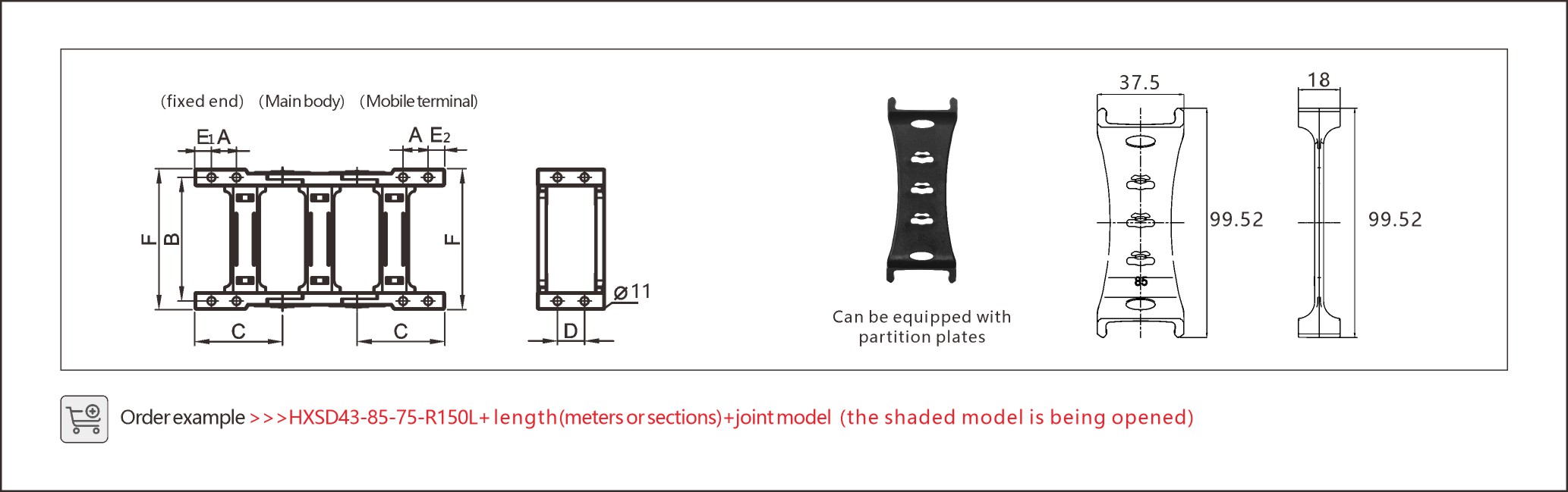 A robust 85mm max heavy duty energy chain, built to handle large cable loads while ensuring smooth and secure movement in industrial systems.