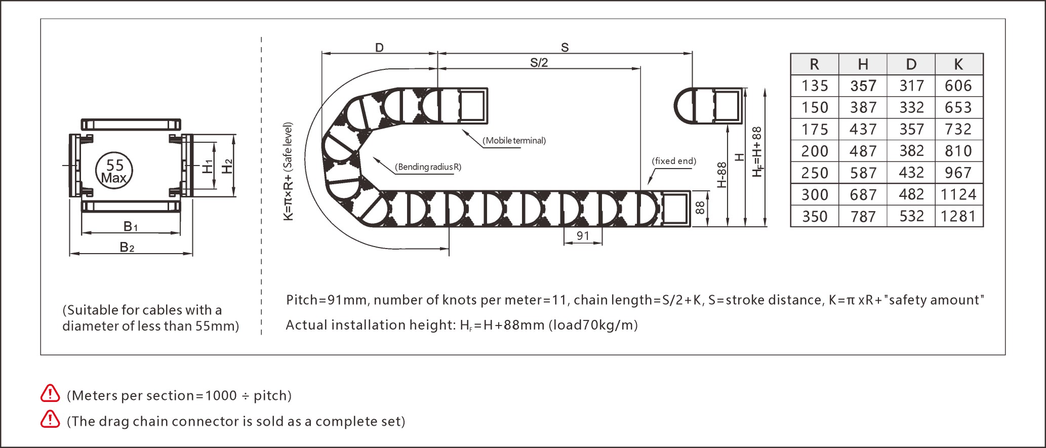 Engineered high load capacity drag chains for demanding industrial systems.