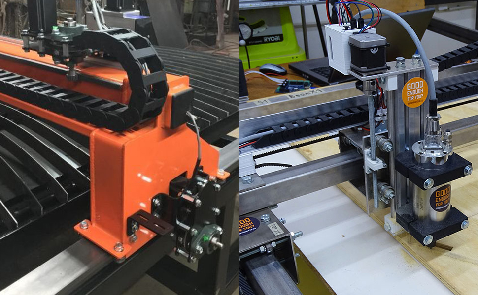 The compact drag chain system ensures smooth cable routing and space-efficient performance in tight industrial setups.