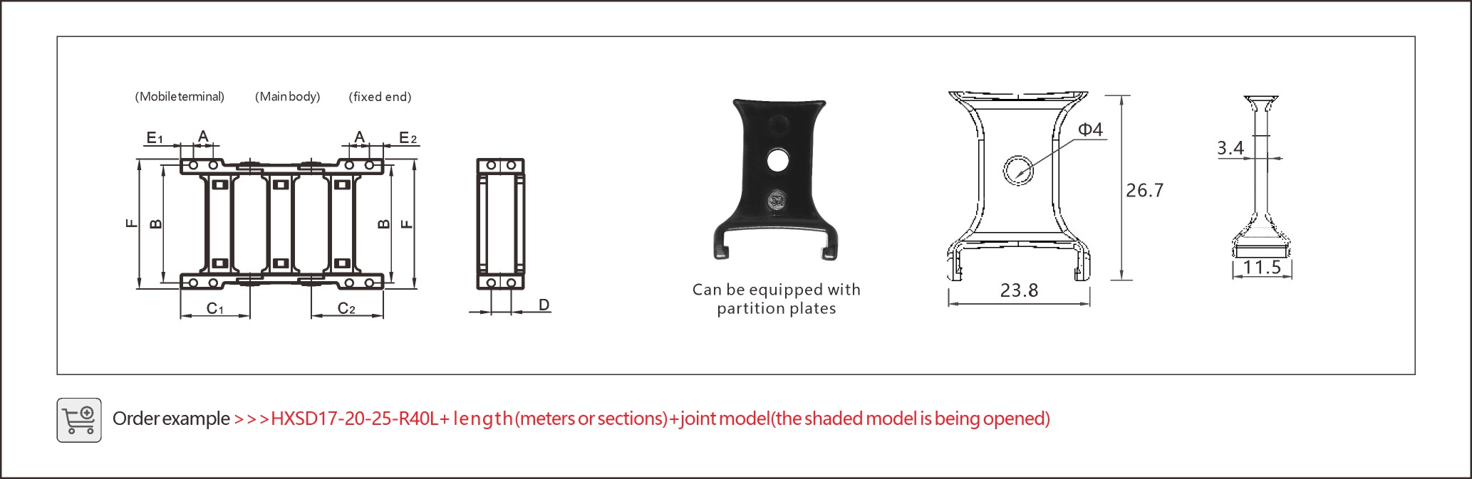 Cable chain routing solution designed for efficient and organized cable management.