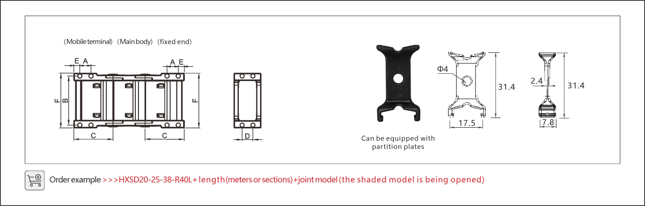 Openable cable chain allows easy installation and maintenance with its user-friendly latch design.