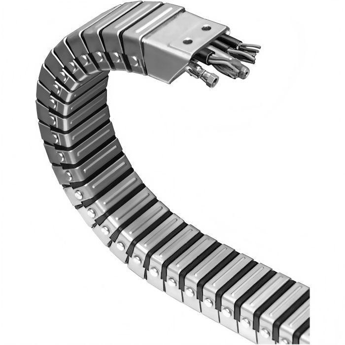 Steel plant conveyor drag chain delivers strong and reliable cable protection for heavy-duty steel manufacturing lines.