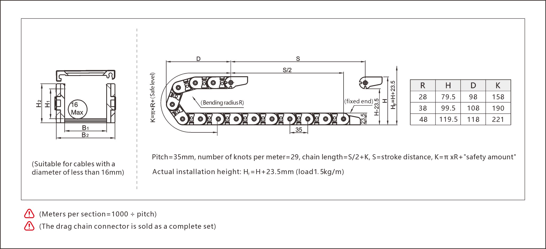 Durable igus cable chain designed for smooth and reliable cable management.