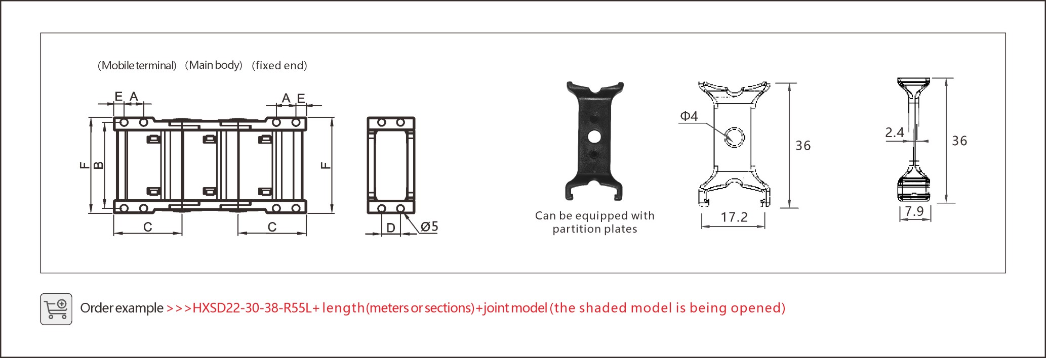 This compact cable track offers space-saving cable management for confined installation areas.