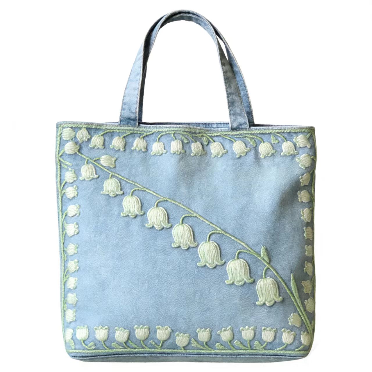 Large capacity Embroidered denim tote bag classic canvas tote bags B2B OEM ODM wholesale