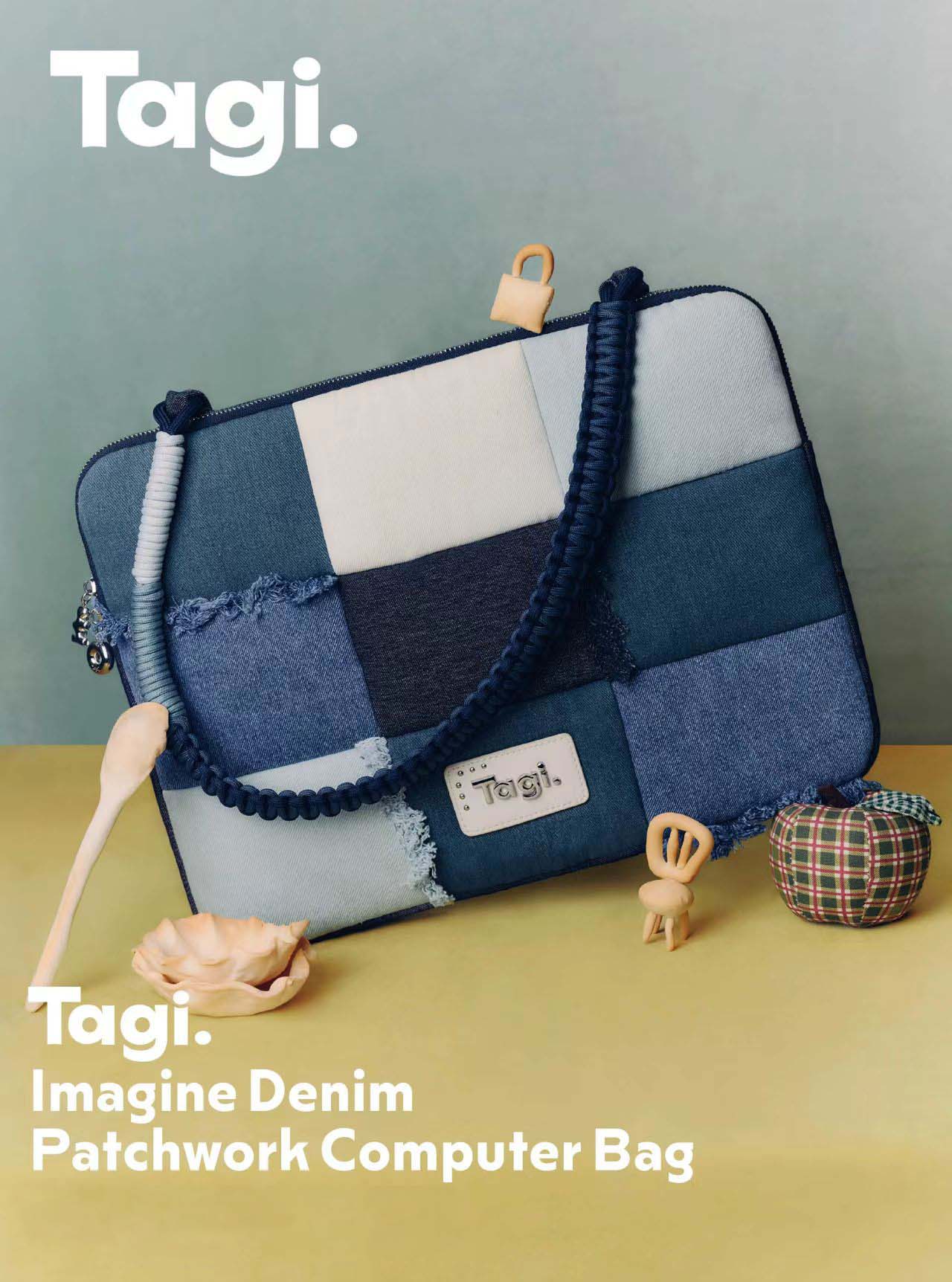 Stylish denim laptop handbag, chic Fashionable computer bag with fringe detail, B2B OEM ODM custom production
