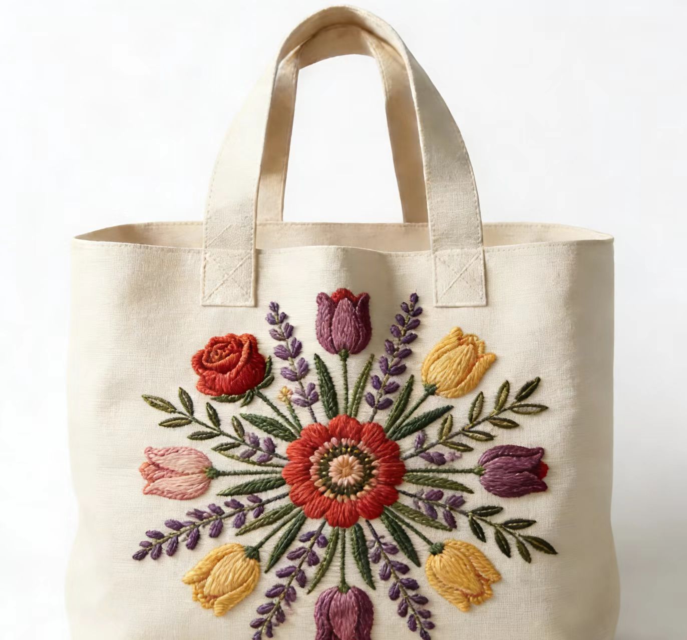 Casual canvas tote bags decorative Embroidered canvas bag B2B distributor choice
