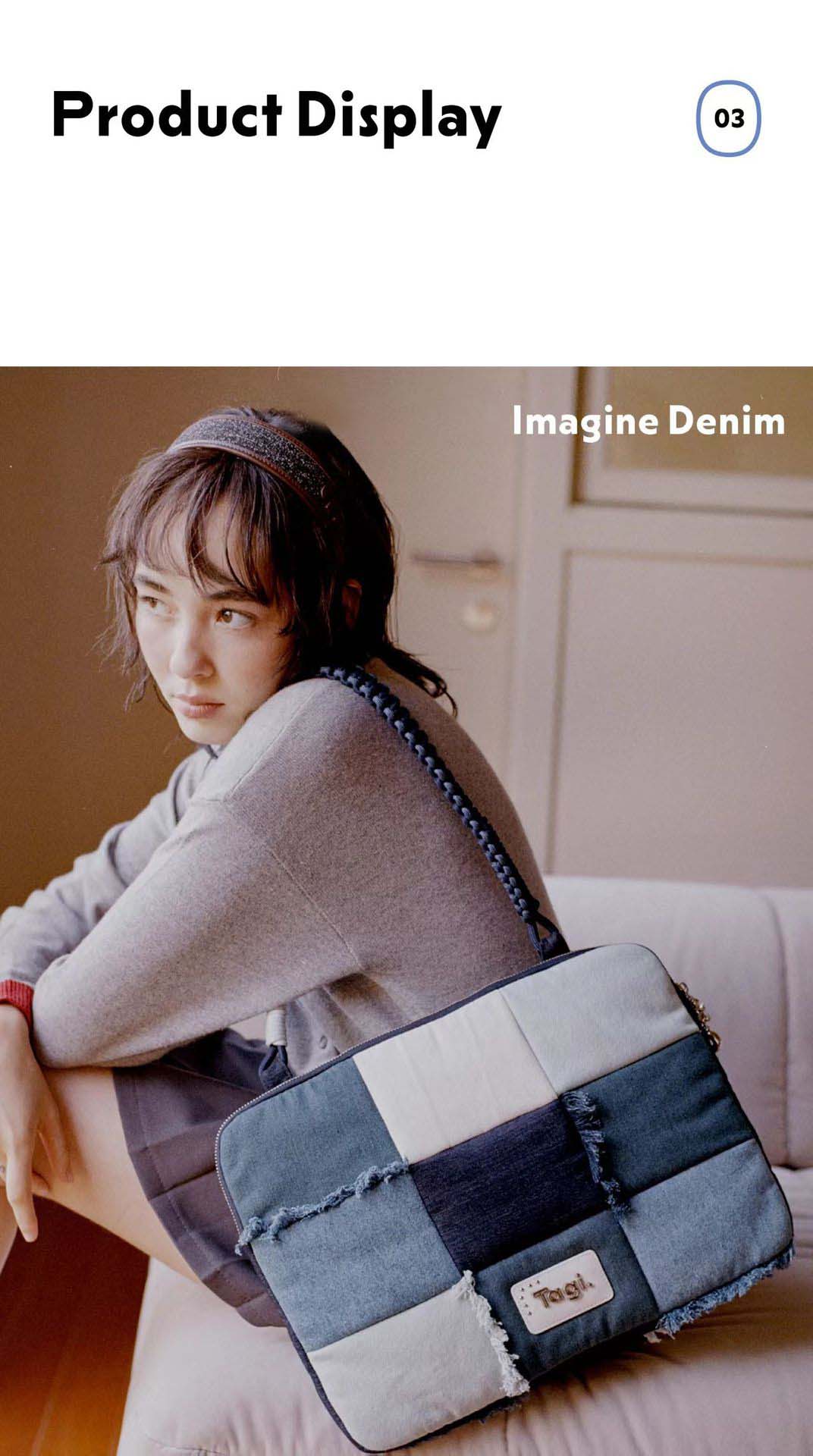 Trendy denim fringed handbag, sleek Fashionable computer bag with shoulder strap, B2B OEM ODM custom item