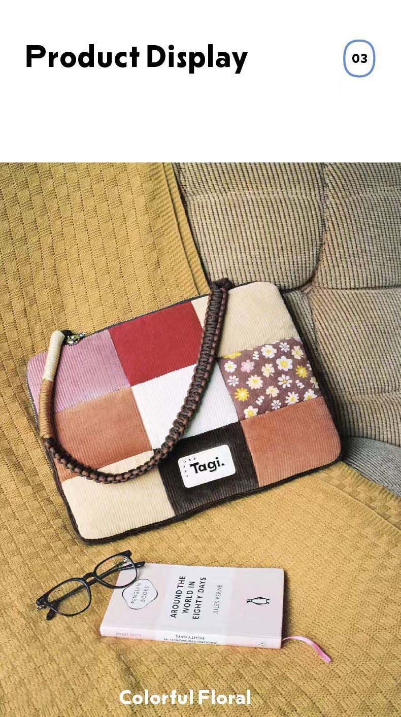 Woven patchwork casual handbag, shockproof Anti-drop computer bag, B2B OEM ODM bulk goods