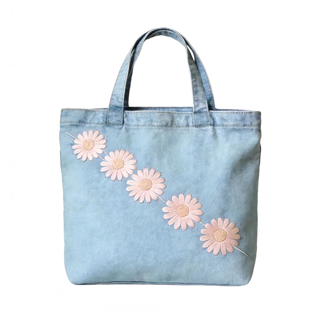 Eco-friendly Embroidered denim tote bag lightweight canvas bag B2B OEM ODM bulk goods