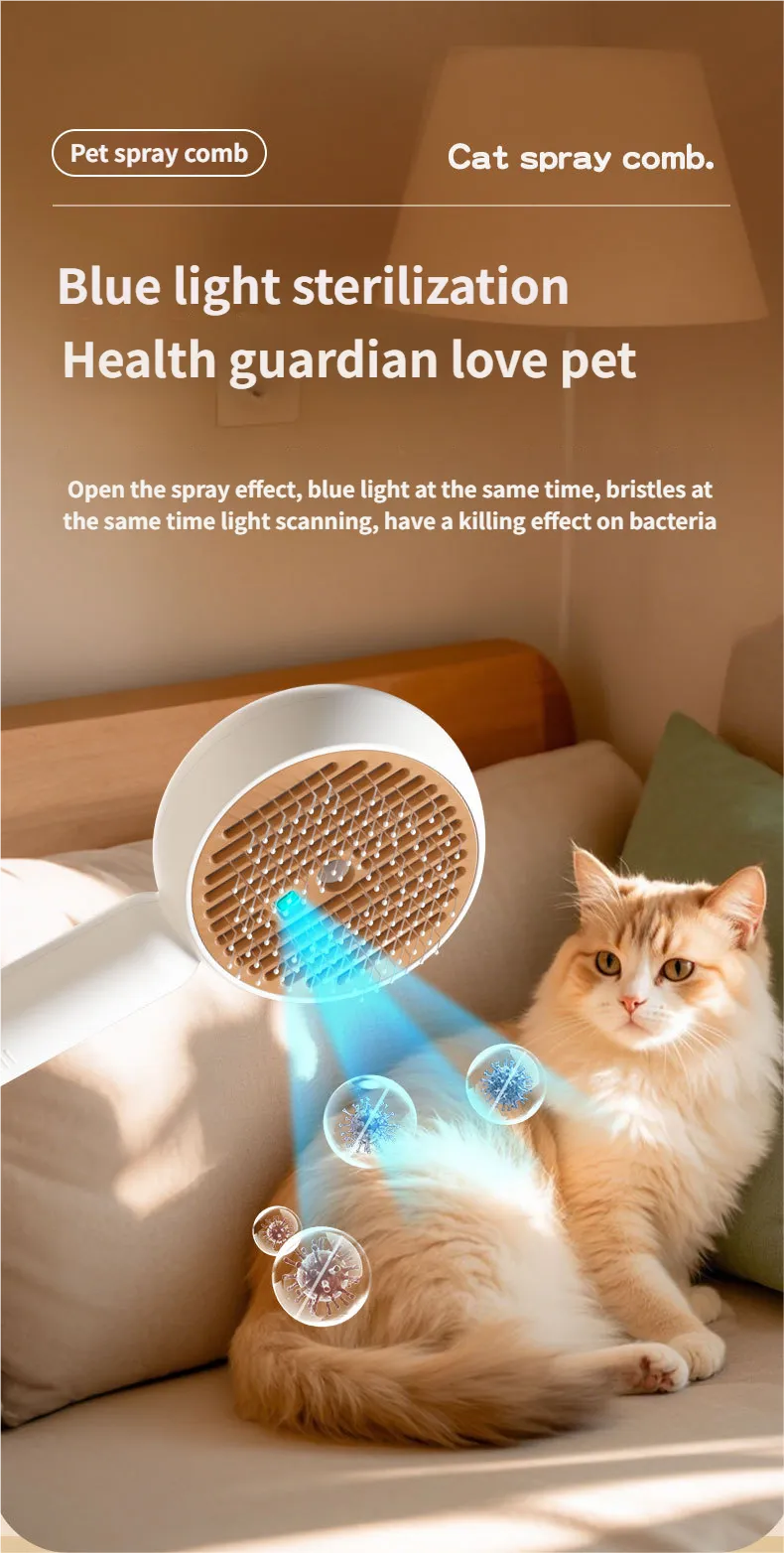 Spray comb Steamy Pet Brush - Self Cleaning Cat Comb Hair Detangler for Large Dogs