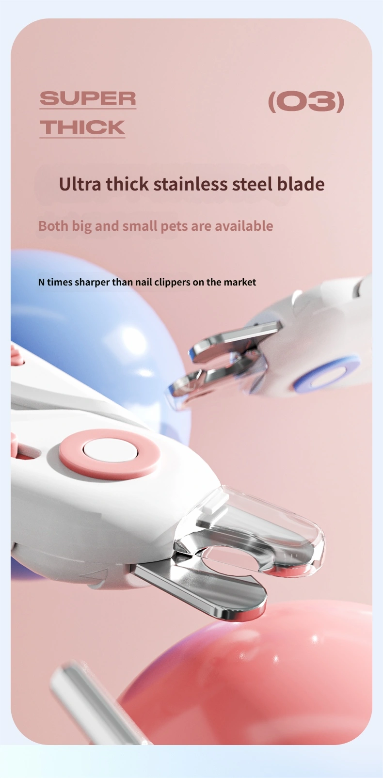 Nail Scissors - Adjustable Aperture Pet Blue Nail Clippers Dog Nail Trimmers Ergonomic Handle