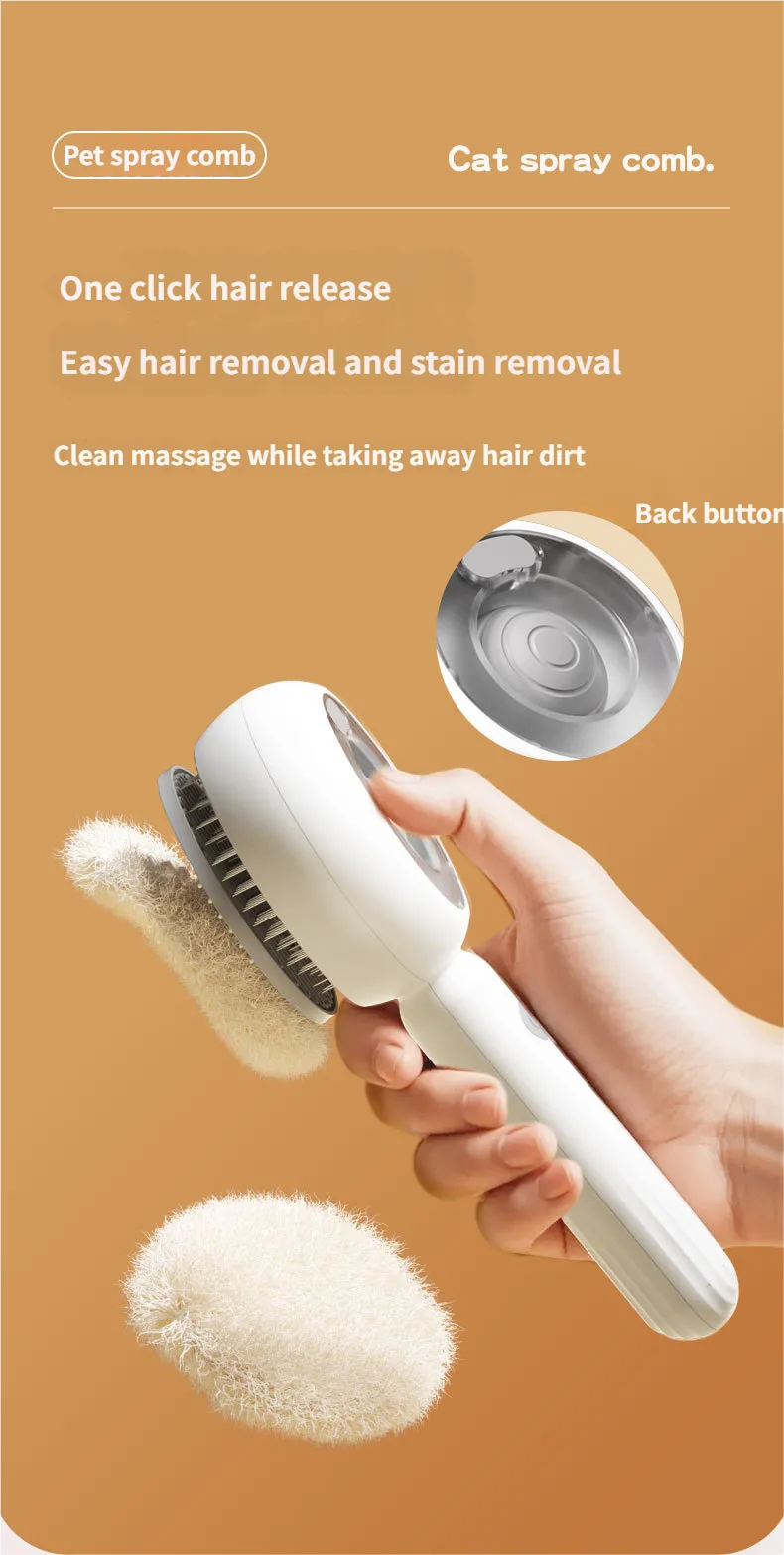 Cat Comb Self Cleaning Steamy Brush - Spray comb Anti-Shedding Pet Comb for Indoor Pets