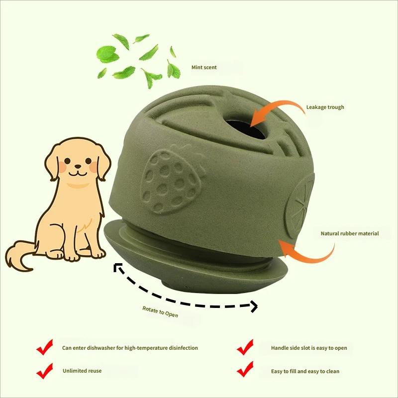 Dog food dispensing ball Chewing ball Licking ball Puppy teething rubber toy